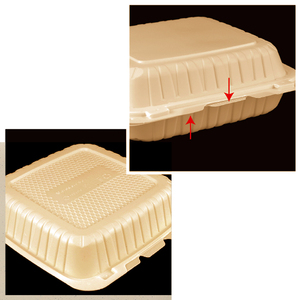 Envase de comida desechable de 9 por 9 pulgadas ecológico al por mayor, comida rápida biodegradable, almuerzo, concha de almeja, <span class=keywords><strong>microondas</strong></span> para llevar - Product Image 3