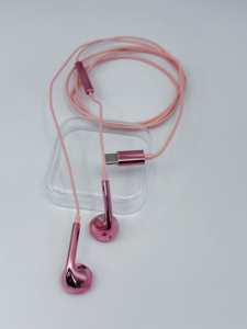 Auriculares con cable cromados tipo C, auriculares con cable color cromo rosa tipo C, auriculares con cable de color cromo - Product Image 1
