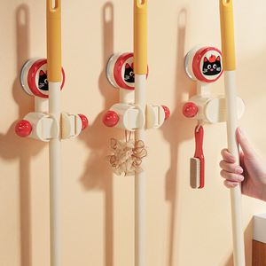 Suction Cup Mop <b>Clip</b> Wall Mounted Plastic Minimalist White Bathroom Mop Holder <b>Hook</b> - Product Image 2