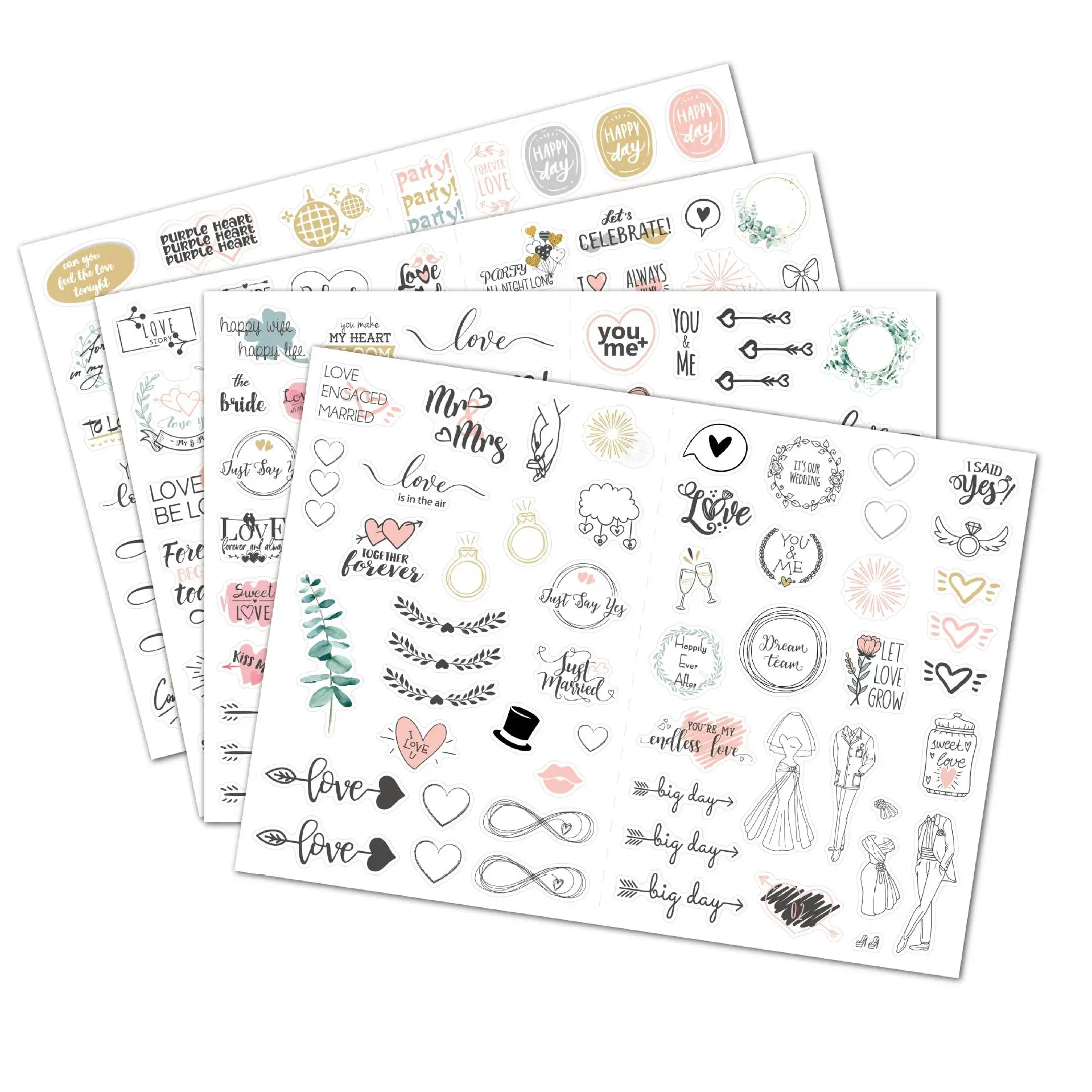 LABON Personalised Printing Logo Wedding Planning Engagement Stickers For Bride And Groom