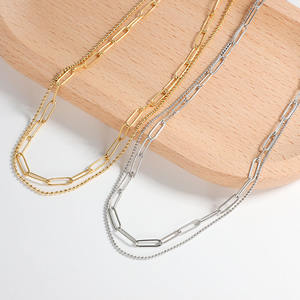 <span class=keywords><strong>Collier</strong></span> en acier inoxydable plaqué or 18 carats PVD personnalisé en gros, <span class=keywords><strong>collier</strong></span> à plusieurs couches, <span class=keywords><strong>collier</strong></span> à <span class=keywords><strong>double</strong></span> chaîne - Product Image 6