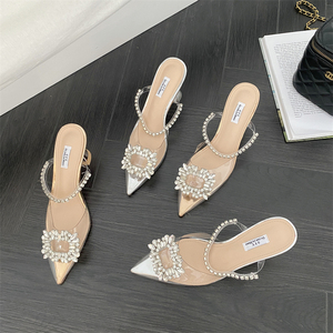 2025 Newest Summer Women's Party High <b>Heels</b> Wedding Shoes Transparent Toe Autumn <b>Kitten</b> <b>Heel</b> <b>Sandals</b> - Product Image 1