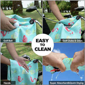 Serviette de golf à clip magnétique, motif flamant rose et ananas, gaufré tropical, mousqueton, séchage rapide, durable, pour sac de golf, logo personnalisé, OEM - Product Image 6
