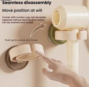 Suction Cup Hair Dryer <b>Bracket</b> No Punching Home Bathroom Wall-mounted Rotatable Fixed Buckle Hair Dryer Storage <b>Bracket</b> - Product Image 4