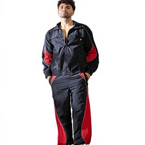 Chándal deportivo para hombre con bloques de color, cremallera completa, estilo deportivo, poliéster transpirable, para otoño, con bolsillos laterales. - Product Image 1