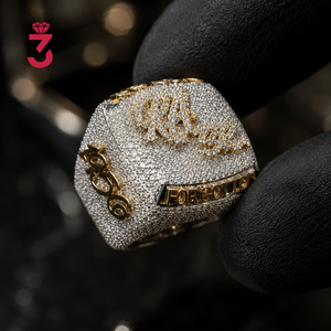 Anillo de Campeonato Personalizado con Letras 3D <span class=keywords><strong>en</strong></span> Plata de Ley S925 Chapada <span class=keywords><strong>en</strong></span> <span class=keywords><strong>Oro</strong></span> Blanco con Moissanita, Estilo Hip Hop - Product Image 1