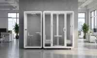 Cabine de bureau insonorisée de grande taille pour 4 personnes, cabine de réunion collaborative, salle privée, structure modulaire pour salle collaborative