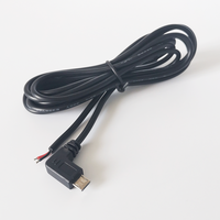 Coude à angle droit personnalisé Micro USB 5 broches mâle à 2 fils câble à extrémité ouverte