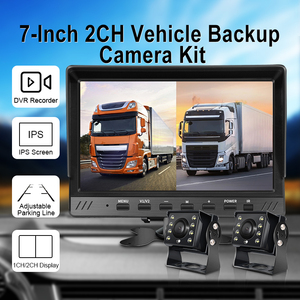 Écran DVR 2 canaux 7 pouces avec 2 caméras LED/IR de vision nocturne pour système d'aide au stationnement en zone aveugle, caméra de recul étanche 1080P - Product Image 1