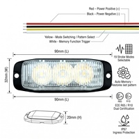 Lampe de secours 12V à 3 LED, barre lumineuse mince, clignotante, ambre et bleue, 9 watts, pour camion, accessoires auto