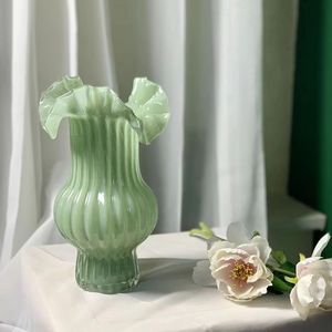 Pleated <strong>Vase</strong> Gentle Purple Decorative Ornaments Living Room <strong>Flower</strong> Arrangement High-end Antique Fenton <strong>Flower</strong> <strong>Vase</strong> - Product Image 3