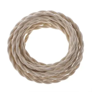 โบราณผ้าครอบคลุม Beige สี Twisted ไฟฟ้าสายไฟผ้า Vintage Braid สายสิ่งทอจี้โคมระย้า 2*0.75 มม.