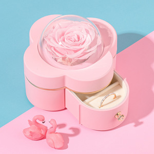 GR Grosir Kotak Hadiah Lapisan Ganda Logo Kustom Hari Valentine Bunga Mawar Kemasan Kotak Hadiah Akrilik Mawar Sabun Kotak Perhiasan Bunga - Product Image 4