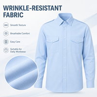 Camisa de Trabajo Personalizada de Manga Larga con Epaulettes, Doble Bolsillo en el Pecho, Corte Regular Relajado, Logotipo Bordado/Estampado, Uniforme para Personal