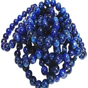 ธรรมชาติ Blue Kyanite รอบรูปร่างลูกปัดเรียบสร้อยข้อมืออัญมณี
