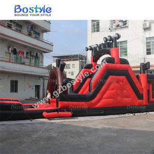 Pirate personnalisé Fun Run jeu gonflable <span class=keywords><strong>de</strong></span> défi d'obstacles noir rouge thème parcours d'obstacles gonflable avec toboggan aquatique - Product Image 2
