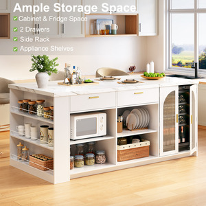 שולחן אוכל גדול למטבח בסגנון מודרני יוקרתי עם ורידי שיש מעץ, עיצוב חדש לשנת 2026, עם מגירות אחסון ומקומות ישיבה. - Product Image 1