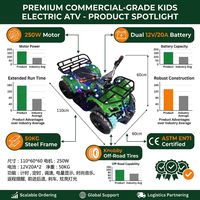 Quad électrique pour enfants 250W, véhicule tout-terrain 12V à batterie, vente en gros pour parcs d'attractions commerciaux