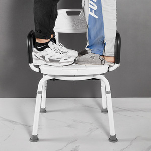 Chaise de sécurité pour salle de bain KS avec siège de toilette et tabouret de douche antidérapant, capacité de charge de 150 kg, construction en alliage d'aluminium - Product Image 4