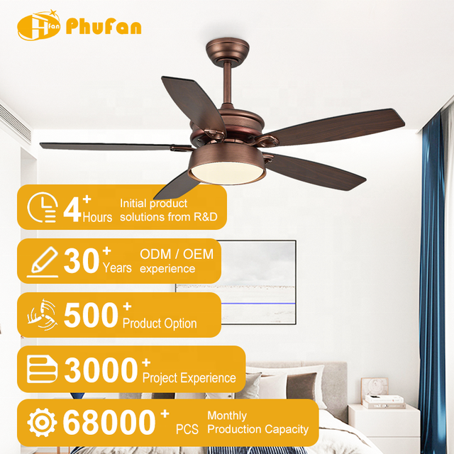 Vintage American Decor Lamp 3-color Dimmable LED Builds Practical Fan with Light Ceiling Lights for Living Room Home Use Demands
