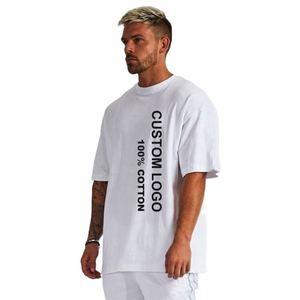 For Cotton Knitted Fabric Silk Screen Printed Solid Color Eco-Friendly <b>T</b>-Shirt for Men with Custom Logo - Product Image 1