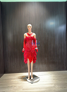 Robe moulante asymétrique à manches longues pour femmes, tissu en soie, strass haut de gamme pour femmes - Product Image 2