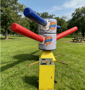 EASYFUN - Nuevo Diseño de Fábrica, Pista Inflable Wipeout, Juego Mecánico Interactivo con Obstáculos Dobles Giratorios, Meltdown - Product Image 1