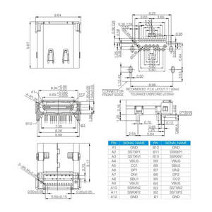 Thiết bị nhỏ gọn tích hợp micro 24Pin SMT USB-C Loại C nối 16P USB-C nữ nối - Product Image 2