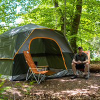 Tente de camping familiale portable résistante au vent en Oxford pour 6 personnes, 4 saisons, double couche, une chambre