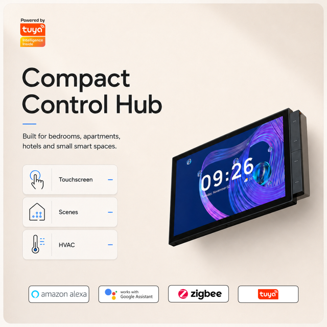 10.1 Inch OLED Slider Tuya Knx Switch Wall-Mounted Smart Home Control Panel Matter Gateway Homekit Panel for Hotel Villa