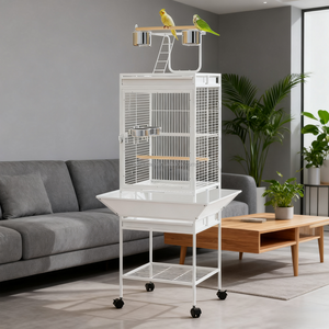 Gabbia per uccelli <span class=keywords><strong>Vintage</strong></span> di lusso per pappagalli, supporto rimovibile, in metallo da gioco, con struttura in filo di acciaio e vassoio - Product Image 3