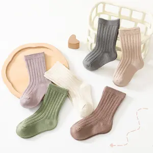 wholesale Mid length baby socks newborn for baby 6-12 months combed cotton anti slip newborn kid socks