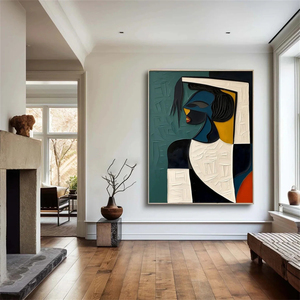 Peintures sur toile peintes à la main, portraits modernes, texture 3D, art abstrait Picasso fait main, décoration murale, toile acrylique - Product Image 3