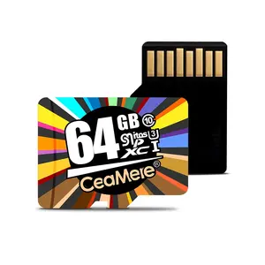 Ceamere Klasik Pola Warna-warni Micro 64GB TF Kartu Memori Flash Kort Kelas 10 4GB 8GB 32GB 128GB 256GB 64GB Micro Kartu Memori