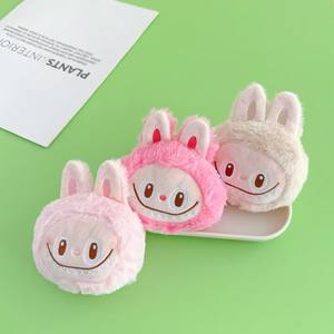Porte-monnaie porte-clés lapin de dessin animé tendance en peluche, petit portefeuille avec rembourrage en coton PP pour le rangement de cartes bancaires, poupée anti-stress - Product Image 1