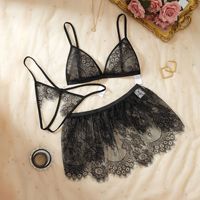 Ensemble de lingerie sexy pour femmes, nuisette transparente sexy pour la Saint-Valentin, lingerie sexy en dentelle florale, soutien-gorge et culotte à lanières