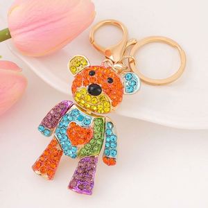 Llavero de aleación de zinc con oso de peluche de cristal de dibujos animados, ligero, para mujer, adorno para bolso, venta al por mayor - Product Image 4