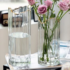 Grand <span class=keywords><strong>vase</strong></span> cylindrique droit avec motif glacier, <span class=keywords><strong>vase</strong></span> en verre au style luxueux et haut de gamme - Product Image 2