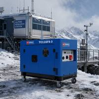 Générateur diesel silencieux Yu Chai 11 kW, 12 kW max, double cylindre, refroidissement par air, triphasé 400 V/230 V, démarrage électrique, groupe électrogène