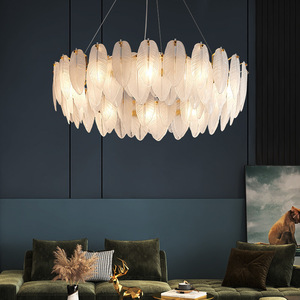 Luminaire suspendu moderne minimaliste de style français, chambre à coucher, lustre en verre simple moderne, plumes - Product Image 2