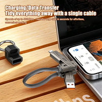 Câble de charge USB A vers USB C 4-en-1 PD 240W 5A en silicone portable avec lanière porte-clés pour iPhone 17 15 Samsung et banques d'alimentation
