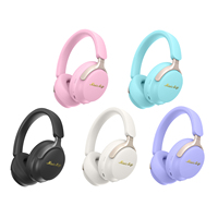Audífonos Bluetooth de Color Pastel, con Almohadillas Suaves y Cómodas, Auriculares Inalámbricos Estéreo para Música, Estudio, Viajes y Correr