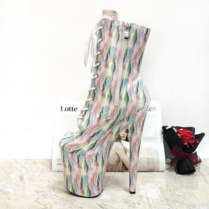 Nuove Scarpe da Pole Dance a Righe da 20cm, Tacchi Sexy da 8 Pollici con Lacci, Stivali alla Caviglia con Plateau per Modelli di Moda - Product Image 4