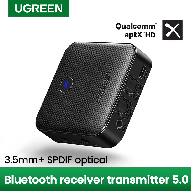 UGREEN Bluetooth 5.0 מקלט משדר aptX HD CSR8675 עבור טלוויזיה אוזניות אופטי 3.5mm SPDIF Bluetooth AUX אודיו מתאם