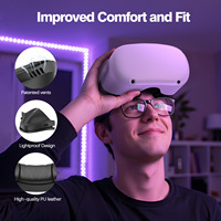 Interface faciale VR de remplacement, ensemble de couvre-visage pour Oculus Quest 2 avec couvre-lentilles, tapis de protection et coussinets oculaires pour Quest 2