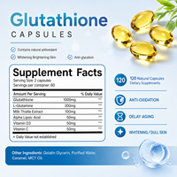 Capsules de glutathion 1000mg en gélules molles OEM ODM pour adultes, blanchiment de la peau, éclaircissement, anti-âge, antioxydant, marque privée, 120 gélules pour adolescents
