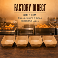 Barquettes profondes pour poulet frit, en papier kraft anti-graisse avec revêtement intérieur en PE, idéales pour les morceaux croustillants et les sauces.
