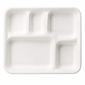 Assiette en bagasse écologique à 5 compartiments, barquette alimentaire jetable durable, compostable, compatible micro-ondes, sans plastique, pour la rentrée scolaire - Product Image 4