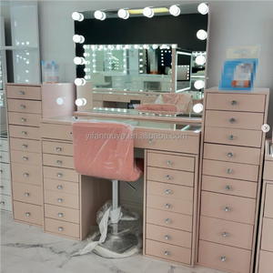 Modern pembe yatak odası Vanity işıklı elmas ayna ve çıkarılabilir özelliği ile ayarlanabilir MDF soyunma tablo - Product Image 3