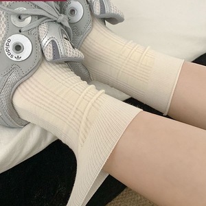 Women's Mid-Calf Slouch <b>Socks</b> White Breathable Polyester Fiber For Spring Summer Wear - Product Image 2